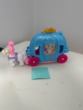 Blue & Pink Princess Carriage Toy with White Horse